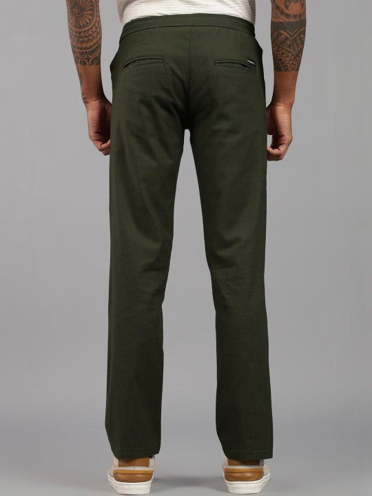 Men’s Green Relaxed Fit Drawstring Trousers