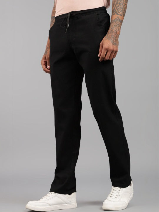 Men’s Black Relaxed Fit Drawstring Trousers