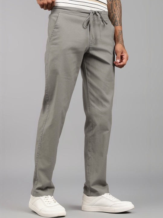 Men’s Grey Relaxed Fit Drawstring Trousers