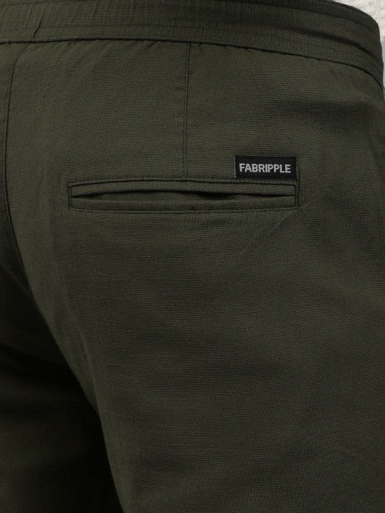 Men’s Green Relaxed Fit Drawstring Trousers