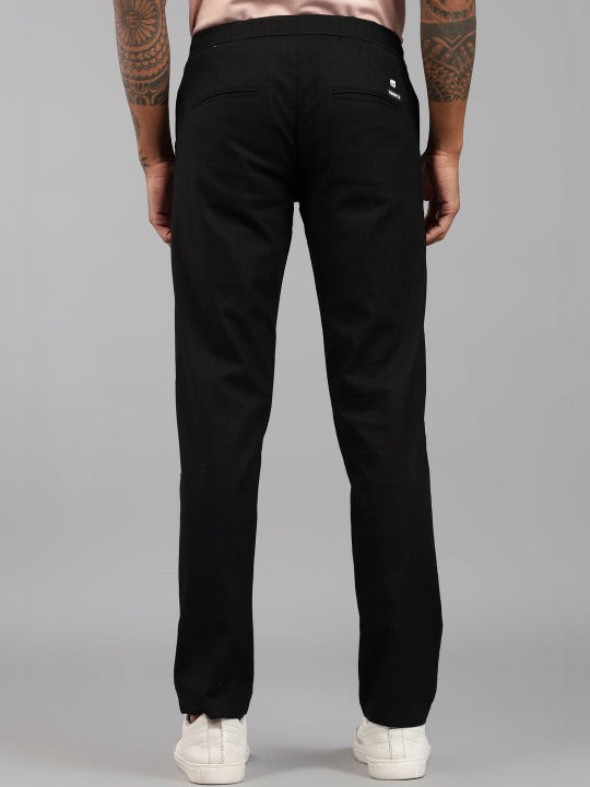 Men’s Black Relaxed Fit Drawstring Trousers
