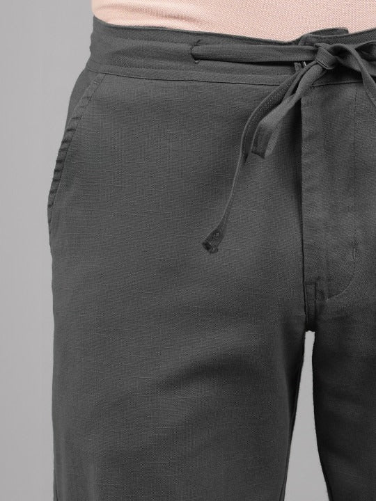Men’s Charcoal Relaxed Fit Drawstring Trousers
