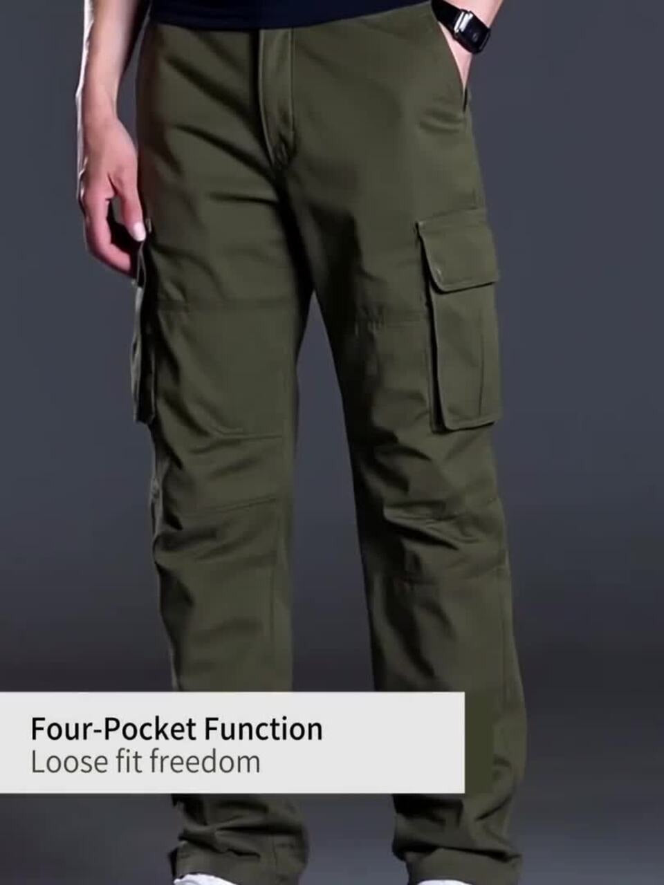Fabripple Men’s Olive Green Utility Cargo Pants