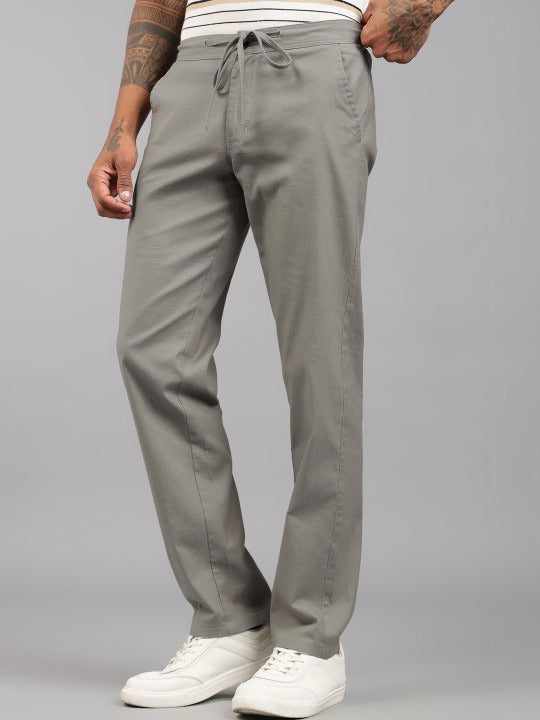 Men’s Grey Relaxed Fit Drawstring Trousers