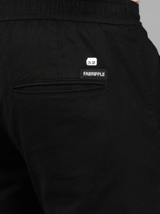 Men’s Black Relaxed Fit Drawstring Trousers