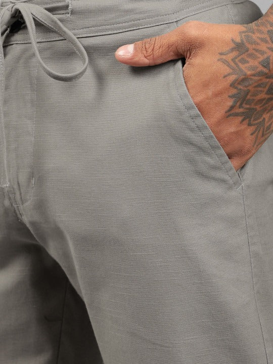 Men’s Grey Relaxed Fit Drawstring Trousers