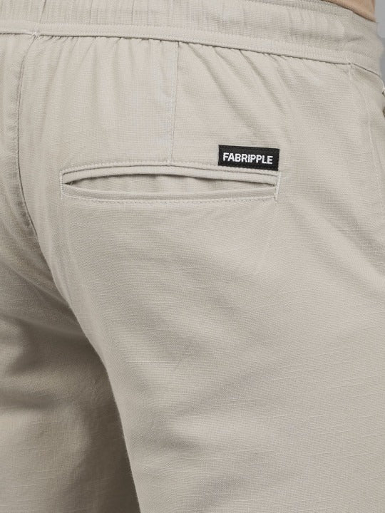 Men’s Cream Relaxed Fit Drawstring Trousers