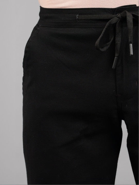 Men’s Black Relaxed Fit Drawstring Trousers