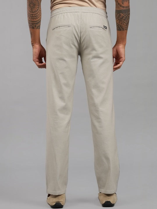 Men’s Cream Relaxed Fit Drawstring Trousers