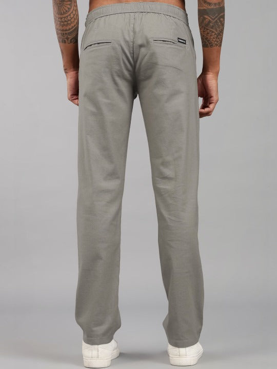 Men’s Grey Relaxed Fit Drawstring Trousers
