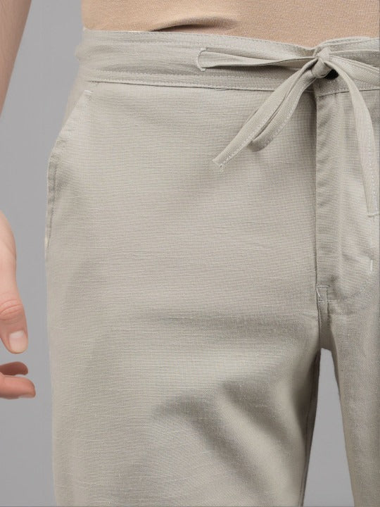 Men’s Cream Relaxed Fit Drawstring Trousers