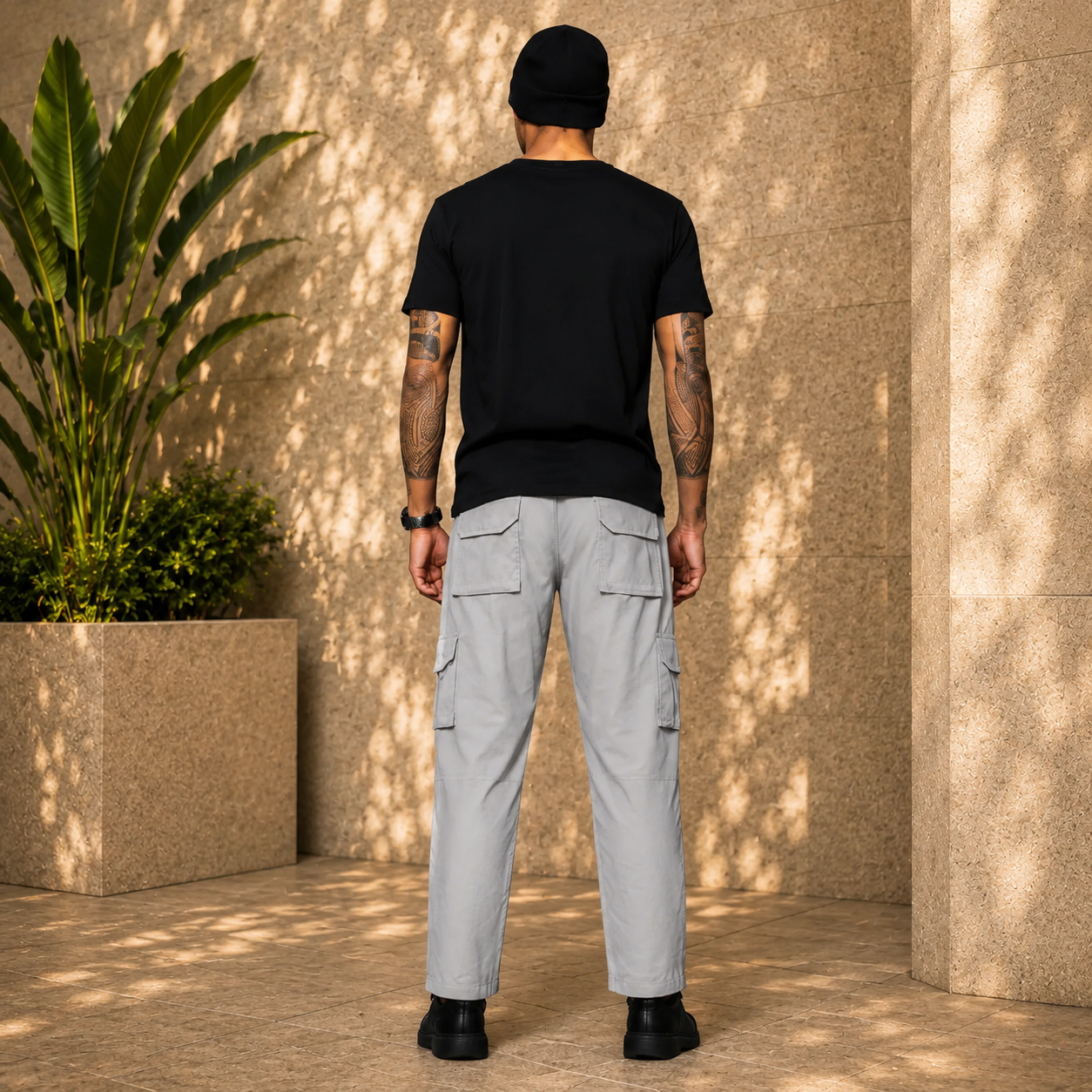 Men’s Light Grey Cargo Pants – Modern Relaxed Fit Utility Trousers