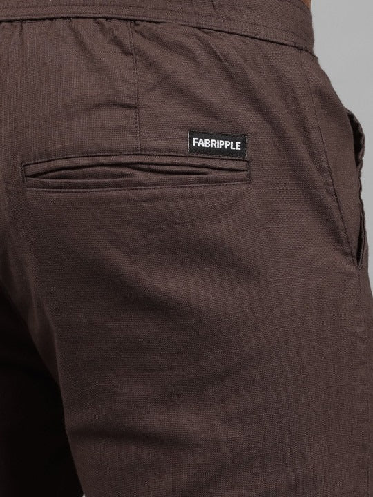 Men’s Brown Relaxed Fit Drawstring Trousers