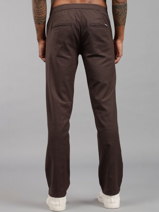 Men’s Brown Relaxed Fit Drawstring Trousers