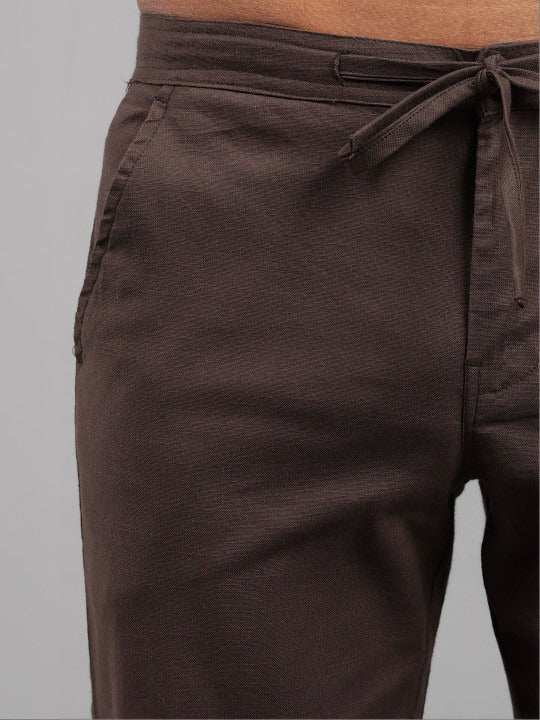 Men’s Brown Relaxed Fit Drawstring Trousers