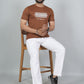 Men’s Brown Los Angeles Printed Textured T-Shirt