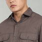 Men’s Dark Grey Utility Casual Shirt – Premium Full Sleeve Solid Shirt