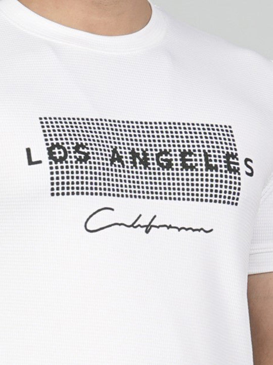 Men’s White Los Angeles Printed Textured T-Shirt