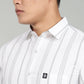 Men’s White Vertical Striped Casual Shirt – Premium Full Sleeve Stripe Shirt