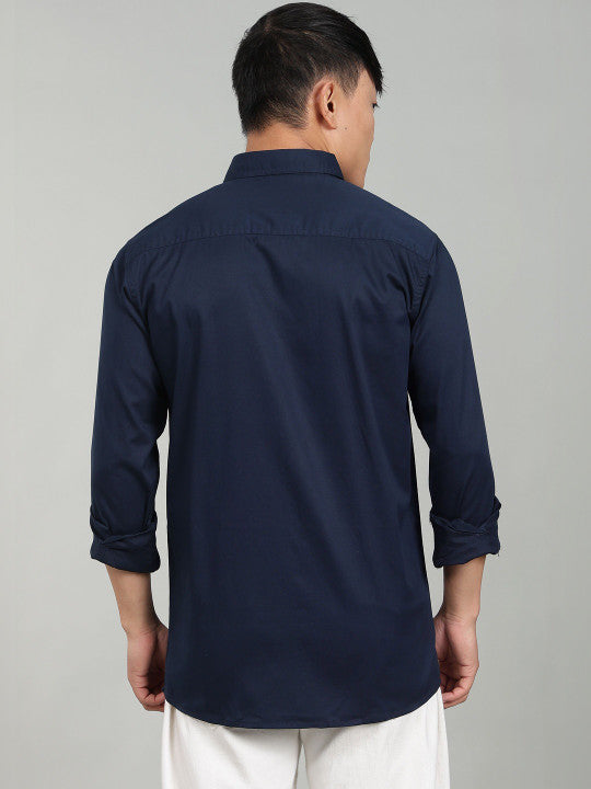 Navy Blue Utility Casual Shirt for Men | Premium Full Sleeve Shirt