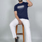 Men’s Navy Blue Los Angeles Printed Textured T-Shirt