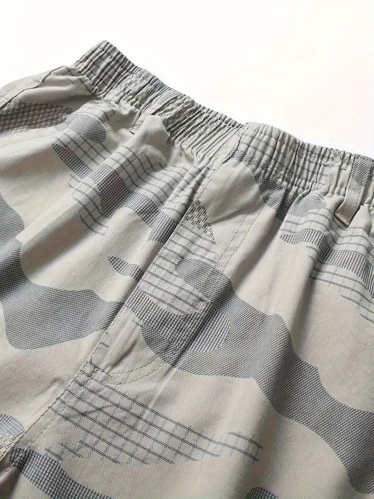 Men’s Grey Camouflage Cargo Shorts – Premium Utility Casual Shorts