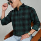 Men’s Green Black Checked Casual Shirt – Premium Plaid Full Sleeve Shirt