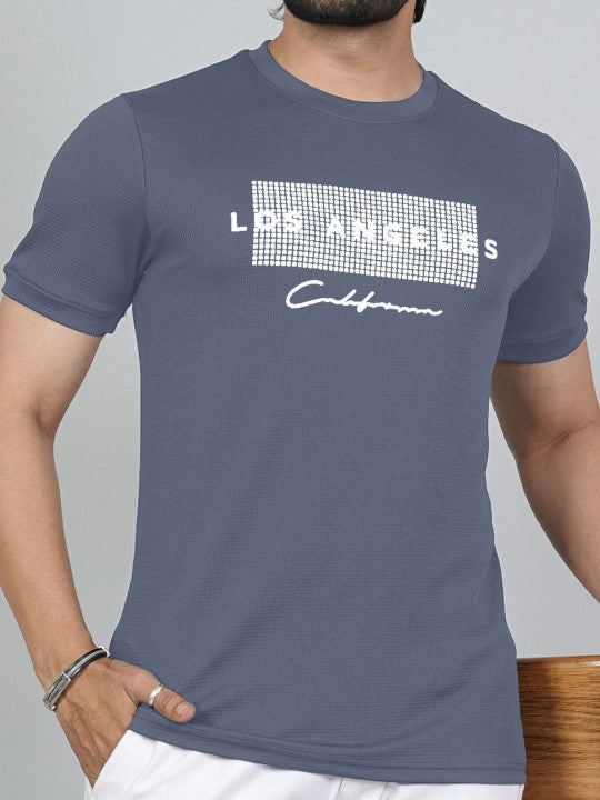 Men’s Grey Los Angeles Printed Textured T-Shirt