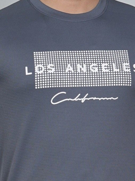 Men’s Grey Los Angeles Printed Textured T-Shirt