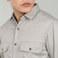 Men’s Light Grey Utility Casual Shirt – Premium Full Sleeve Solid Shirt