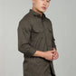 Men’s Green Utility Casual Shirt – Premium Full Sleeve Solid Shirt