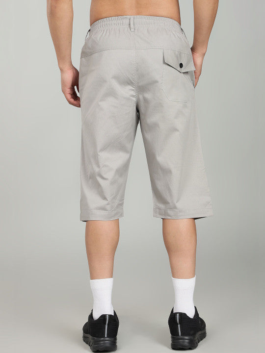 Men’s Light Grey Utility Capri Shorts – Relaxed Fit Casual Below Knee Shorts