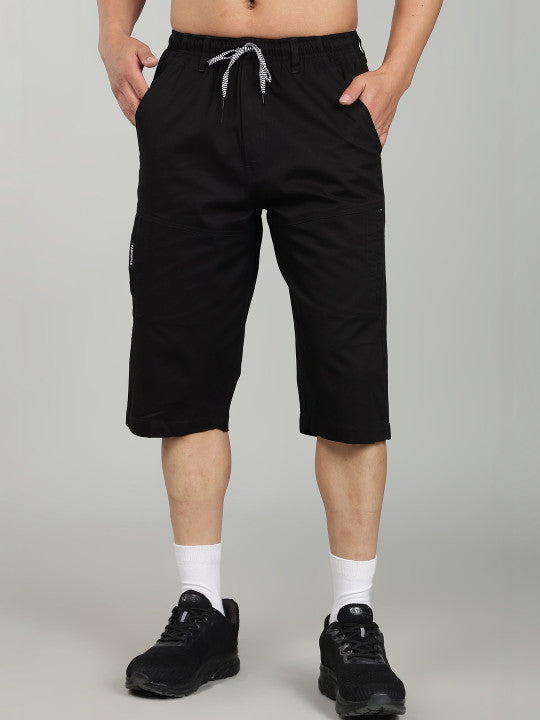 Black Utility Capri Shorts – Relaxed Fit Casual Below Knee Shorts