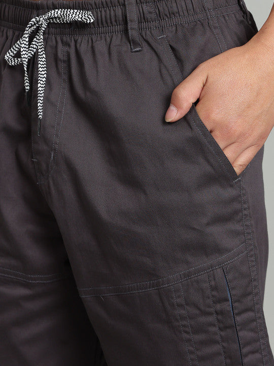 Men’s Grey Utility Capri Shorts – Relaxed Fit Casual Below Knee Shorts