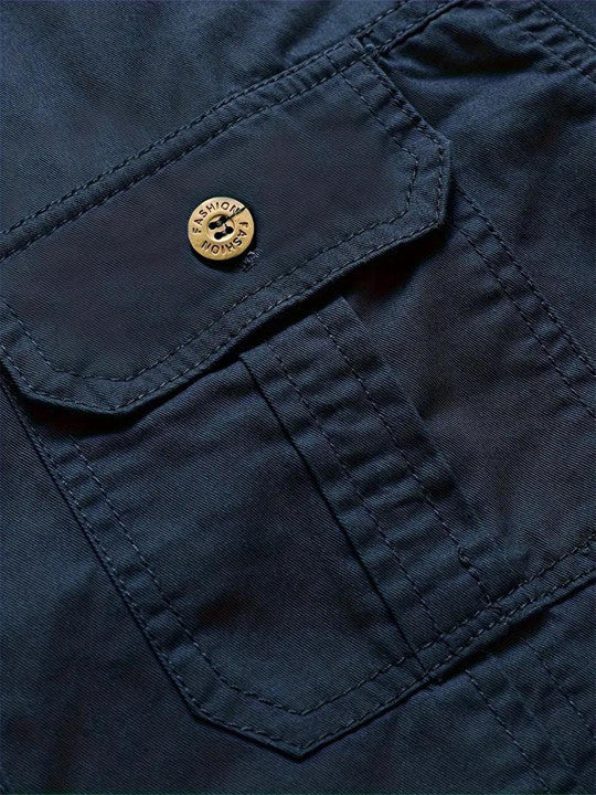 Navy Blue Utility Casual Shirt for Men – Premium Full Sleeve Shirt