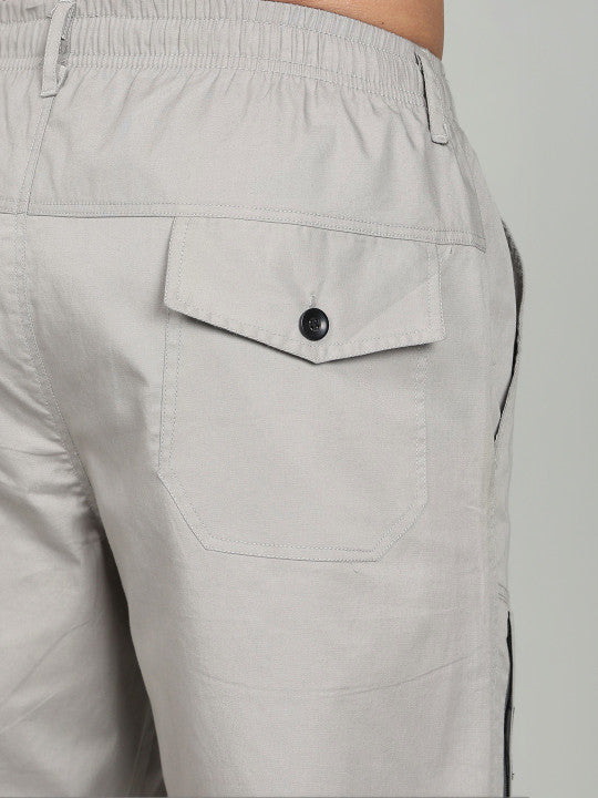 Men’s Light Grey Utility Capri Shorts – Relaxed Fit Casual Below Knee Shorts