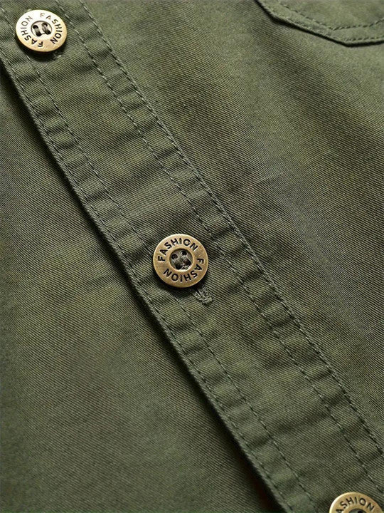Men’s Green Utility Casual Shirt – Premium Full Sleeve Cotton Blend Shirt