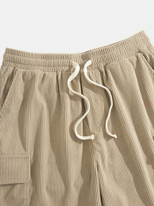 Men’s Beige Corduroy Cargo Shorts – Premium Relaxed Fit Casual Shorts