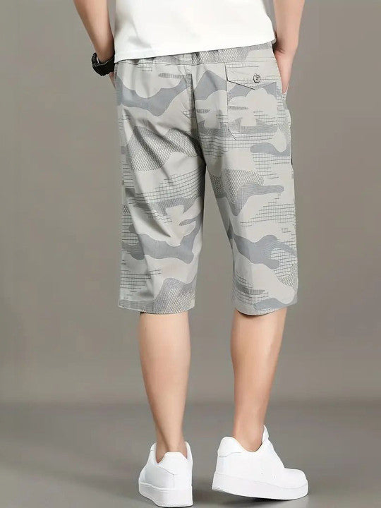 Men’s Grey Camouflage Cargo Shorts – Premium Utility Casual Shorts