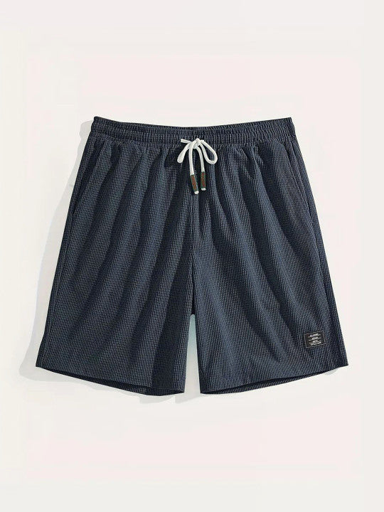 Men’s Blue Textured Casual Shorts – Relaxed Fit Summer Shorts