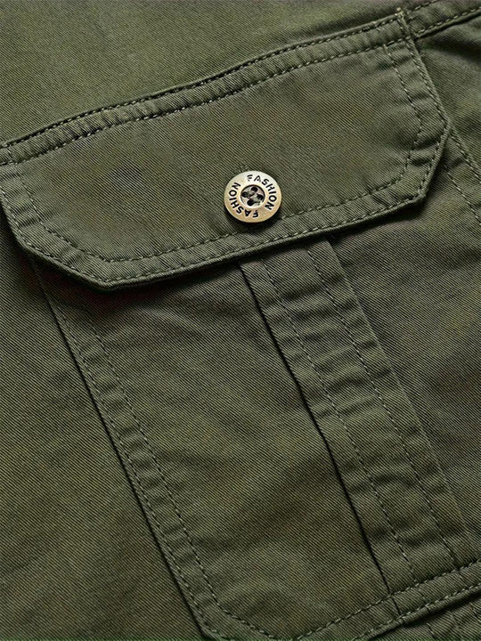 Men’s Green Utility Casual Shirt – Premium Full Sleeve Cotton Blend Shirt