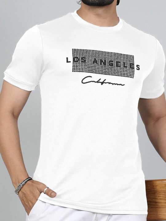 Men’s White Los Angeles Printed Textured T-Shirt