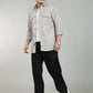 Men’s Light Grey Utility Casual Shirt – Premium Full Sleeve Solid Shirt
