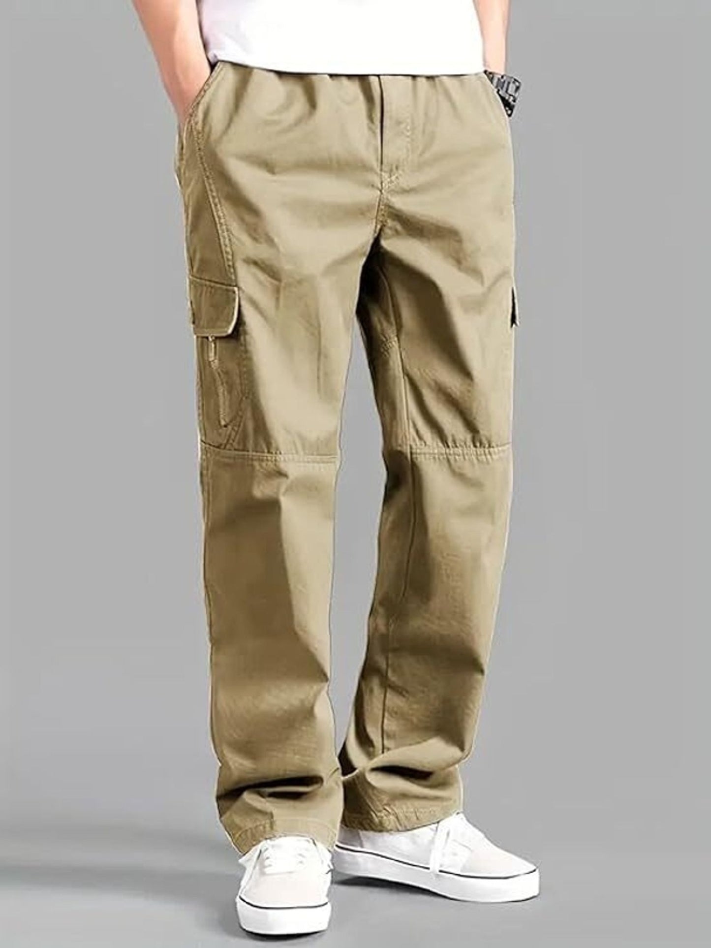 Fabripple Men’s Khaki Utility Cargo Pants