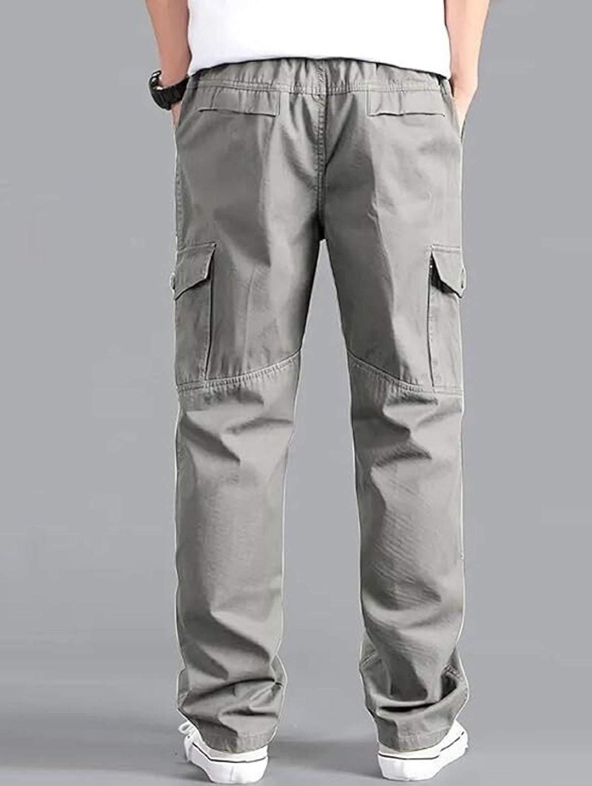 Fabripple Men’s Light Grey Utility Cargo Pants