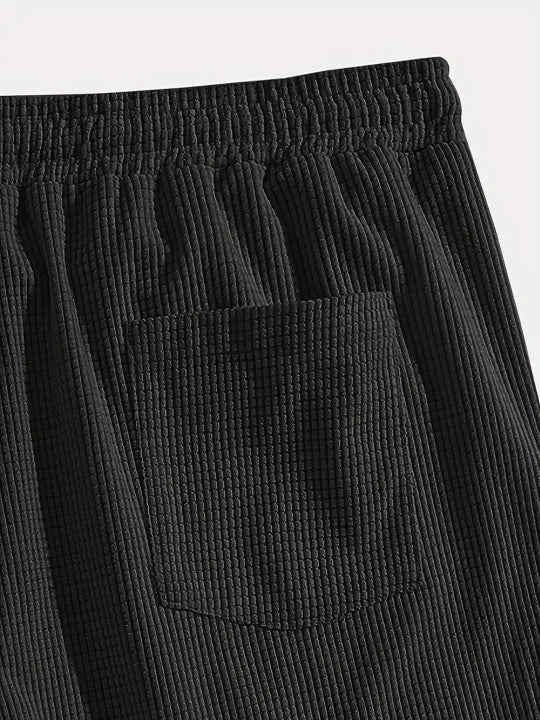 Men’s Black Textured Casual Shorts – Premium Waffle Knit Summer Shorts