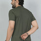 Men’s Olive Green Los Angeles Printed Textured T-Shirt