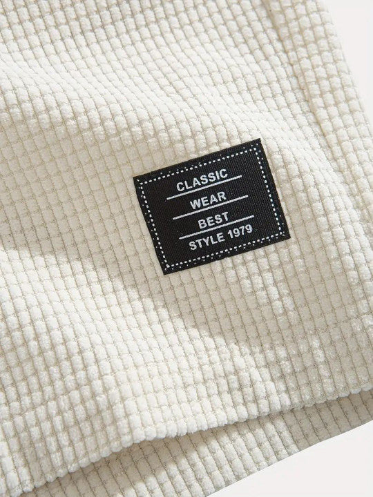 Men’s Off White Textured Casual Shorts – Premium Waffle Knit Summer Shorts