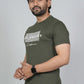 Men’s Olive Green Los Angeles Printed Textured T-Shirt
